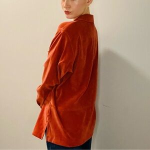Vintage rust orange faux suede shirt with a boho 70s touch